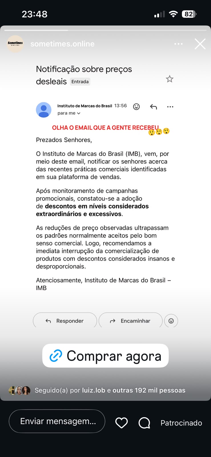 Formato de anúncio: Email Recebido
