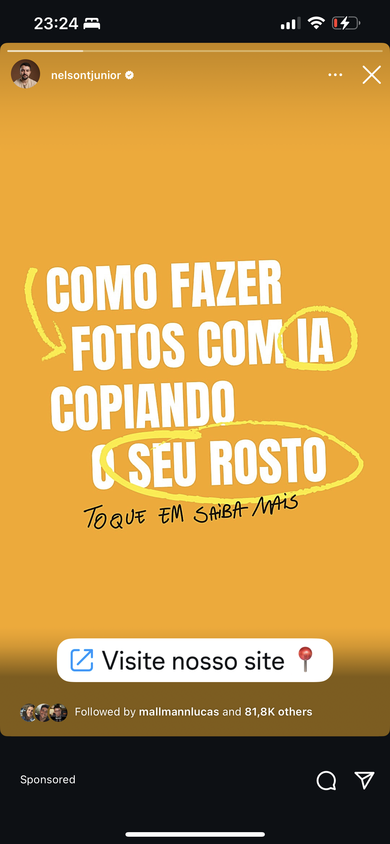 Formato de anúncio: Texto com Fundo Laranja