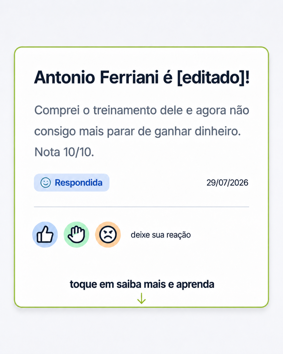 Formato de anúncio: Reclame Aqui Antonio Ferriani