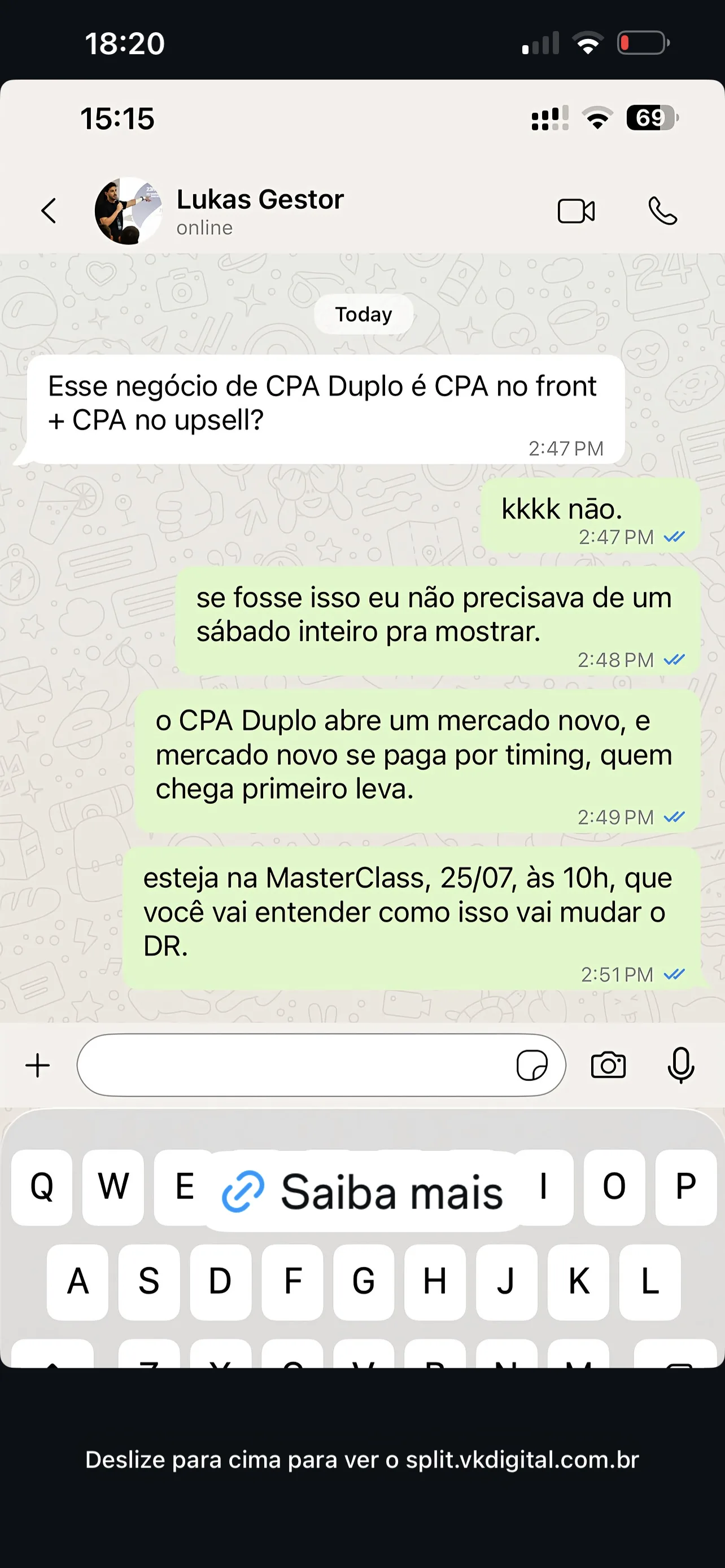 Formato de anúncio: Conversa de WhatsApp #1